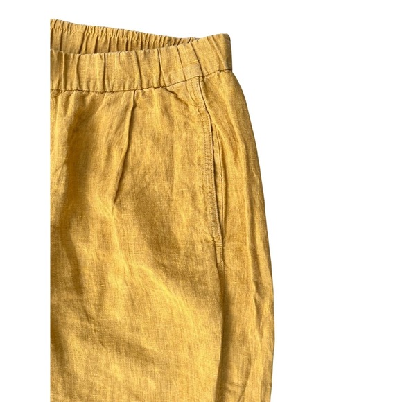Eileen Fisher Delave Lantern Pants Mustard Cropped Wide-Leg Linen, Size XS - Picture 3 of 9